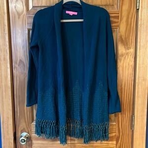 Lilly Pulitzer Drapey turquoise sweater with tassels! Size Small